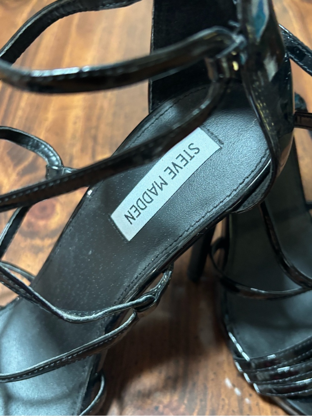Black Strappy Gladiator Stiletto Heels—size 11 - Picture 3 of 7